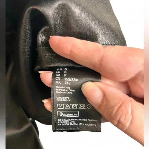 H&M Faux Leather Mini Dress, Short  Sleeves, Belted, SM, Goth Grunge Sexy - Picture 6 of 12